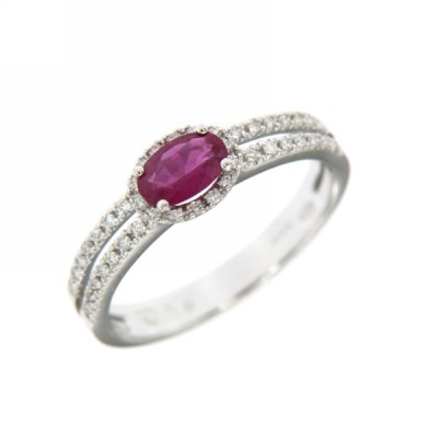 Anello donna oro bianco con...