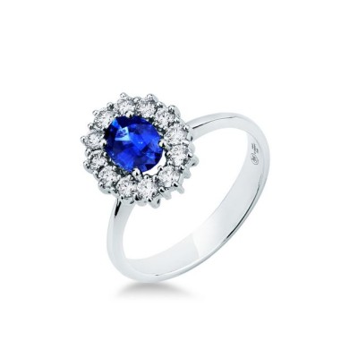 Anello donna oro bianco con...