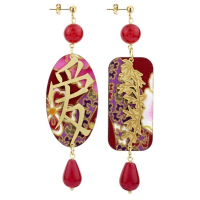 Orecchini ottone Kanji Seta...