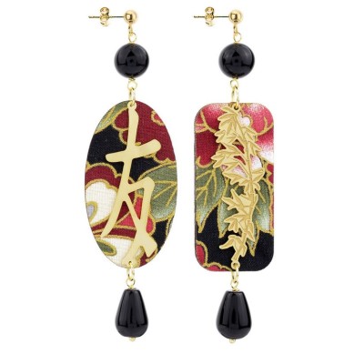 Orecchini ottone Kanji Seta...