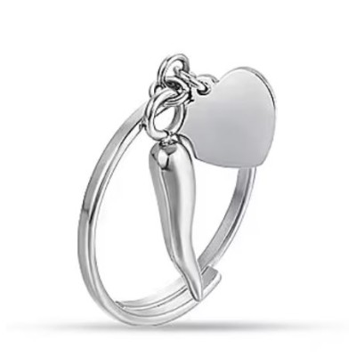 Anello acciaio con Cuore e...