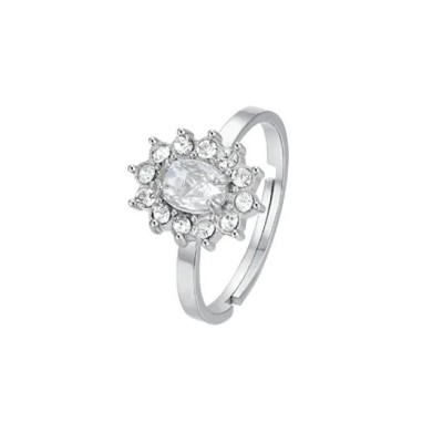 Anello acciaio con strass...